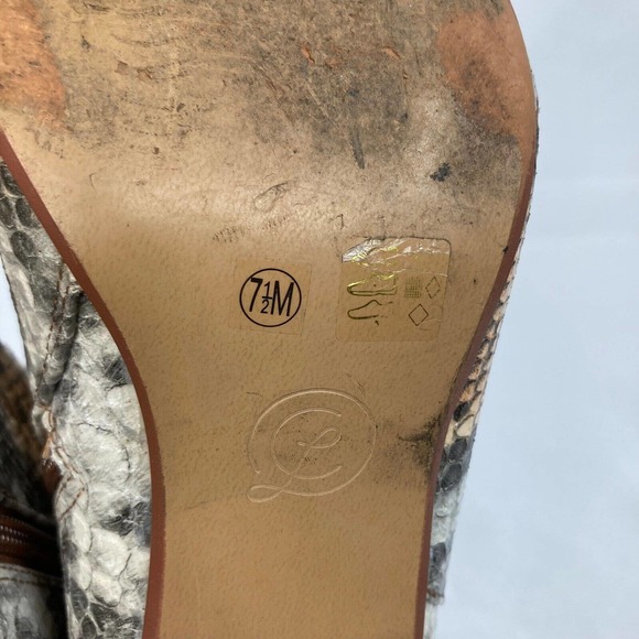 Chinese Laundry Boots Womens Sz 7.5 Brown Snake Print Vegan Block‎ Heel Ankle - Picture 6 of 9